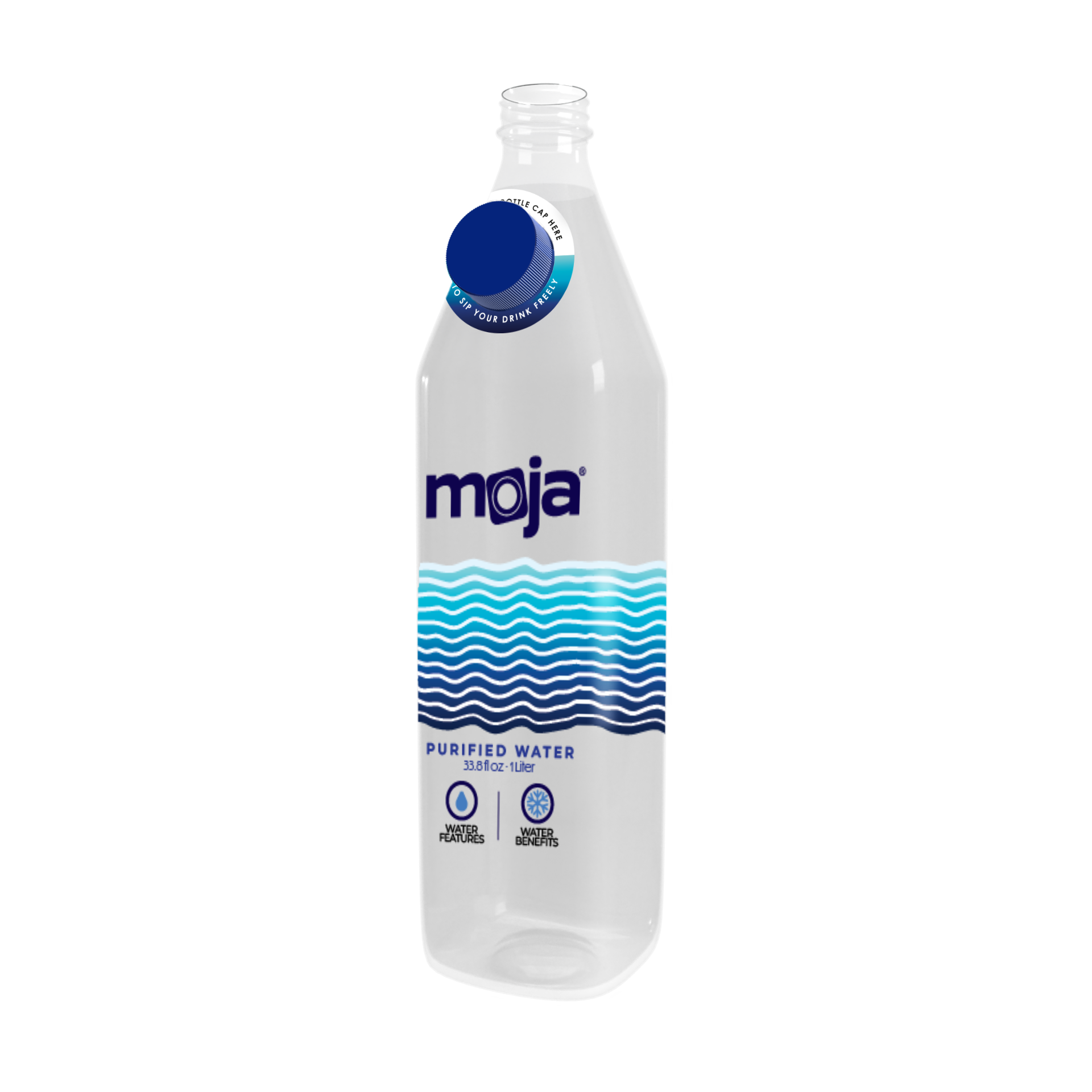 moja Water — angle view in hand