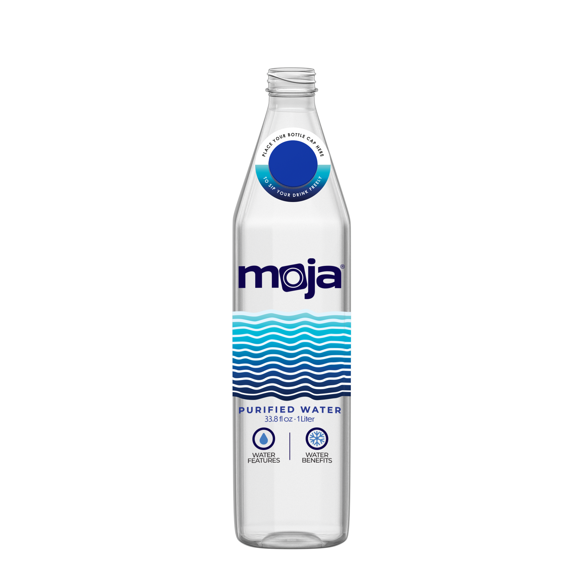 moja Water bottle with integrated cap storage